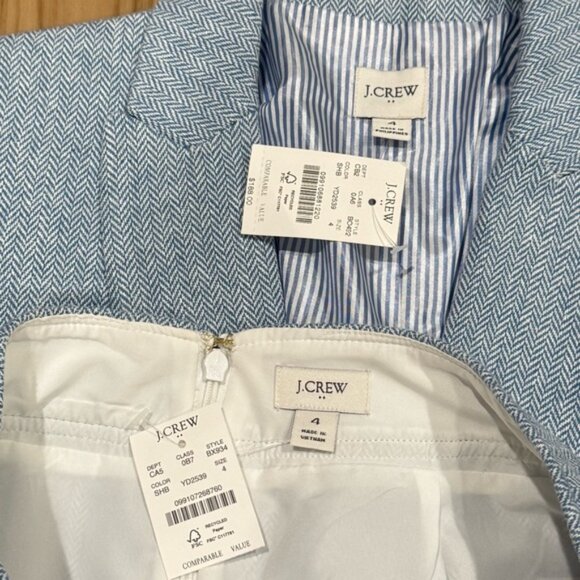 NEW J Crew Herringbone One Button Blazer and Mini Skirt Set Women’s 4 - Picture 2 of 9